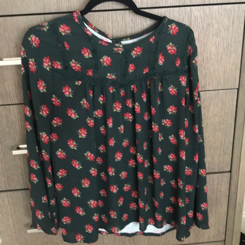 Green Floral LOFT top